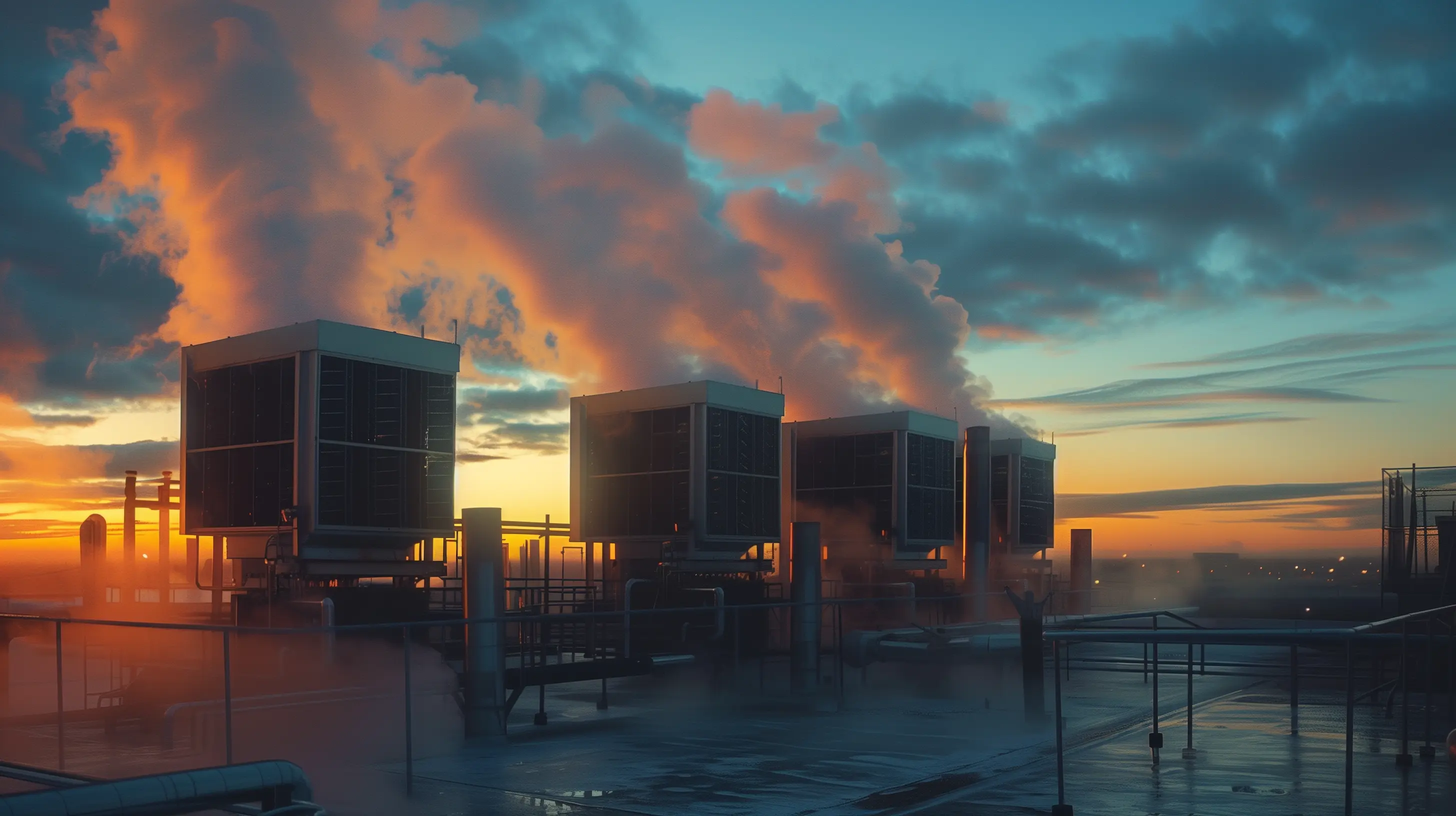 Data center cooling systems energy management at dusk