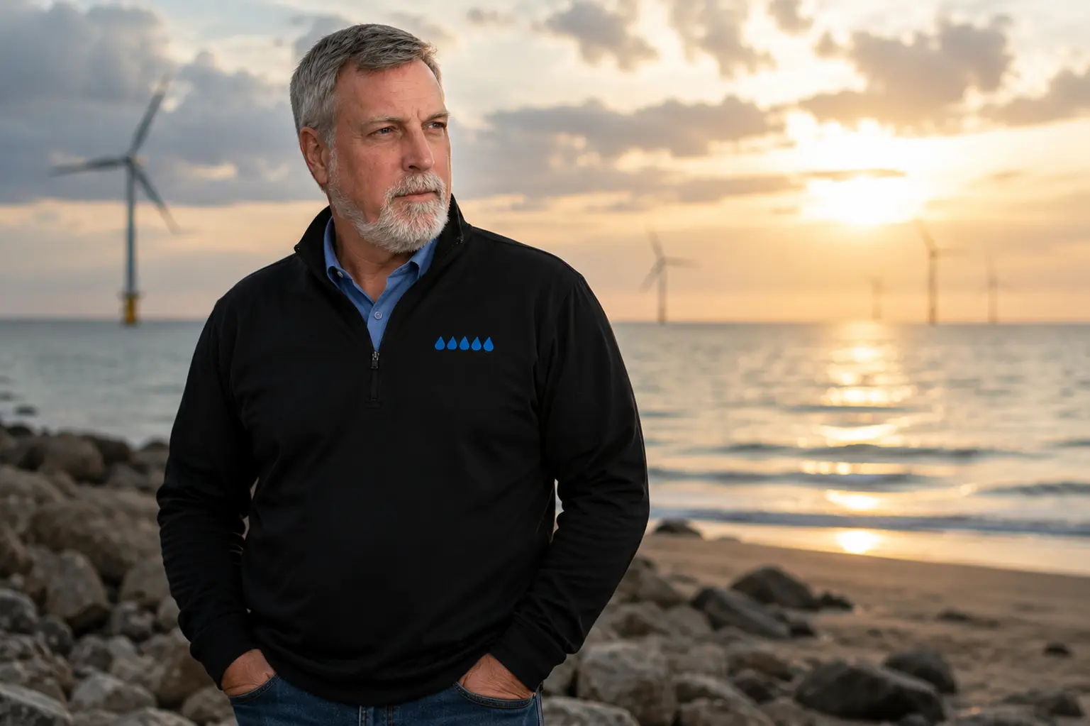 Scott Watson commercial energy consultant Virginia Beach with offshore wind turbines